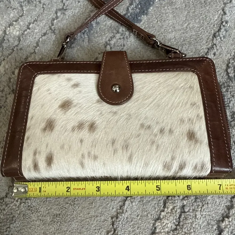 OVERLAND Odessa Cowhide Crossbody Wristlet Wallet Brown